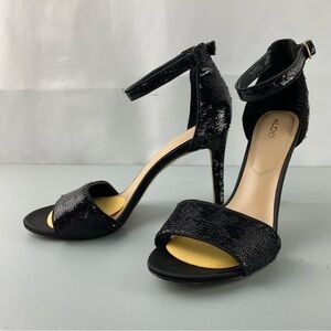 ALDO Black Sequin High Stilletto Formal Heels Women's size 8.5